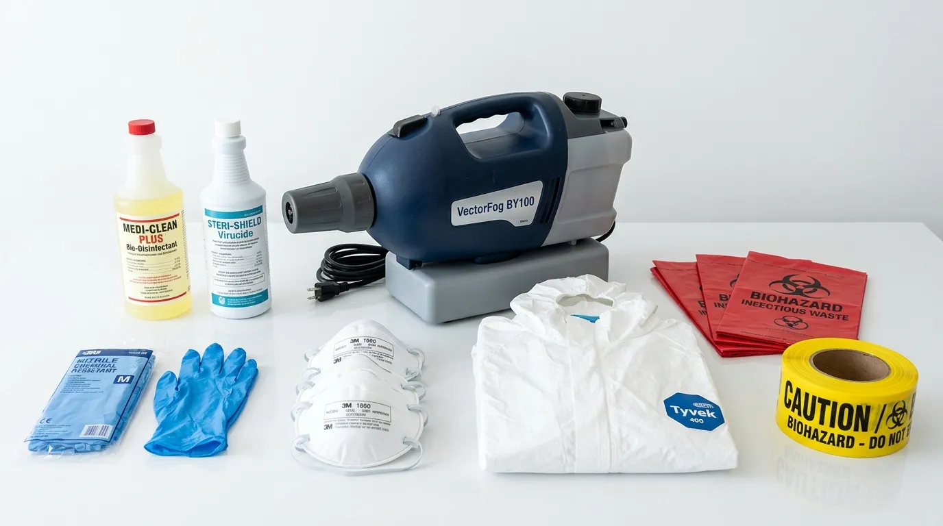 Professional biohazard remediation crew working in Bret Harte